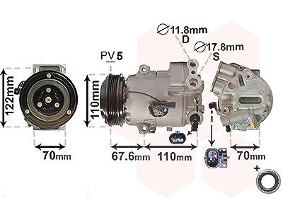 Van Wezel Kompressor, Klimaanlage [Hersteller-Nr. 3700K606] für Opel, Chevrolet von VAN WEZEL