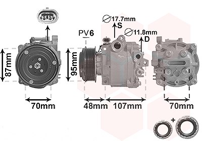 Van Wezel Kompressor, Klimaanlage [Hersteller-Nr. 3700K659] für Chevrolet, Opel von VAN WEZEL