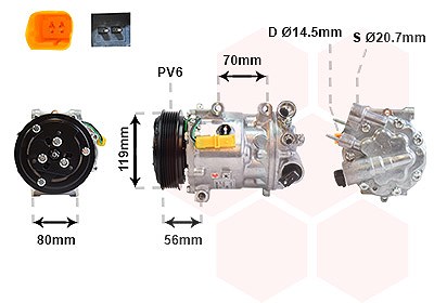 Van Wezel Kompressor, Klimaanlage [Hersteller-Nr. 4000K322] für Citroën, Peugeot von VAN WEZEL