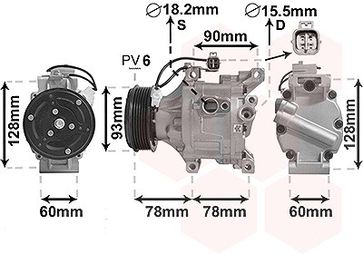 Van Wezel Kompressor, Klimaanlage [Hersteller-Nr. 5300K443] für Toyota von VAN WEZEL