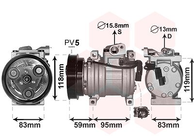 Van Wezel Kompressor, Klimaanlage [Hersteller-Nr. 8300K200] für Kia von VAN WEZEL