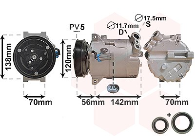 Van Wezel Kompressor, Klimaanlage Sanden [Hersteller-Nr. 3700K313] für Opel, Saab von VAN WEZEL