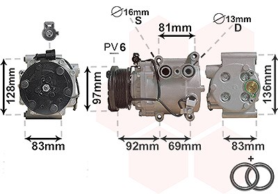 Van Wezel Kompressor Klimaanlage Ford Scroll-90v [Hersteller-Nr. 1800K171] für Ford von VAN WEZEL