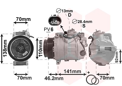 Van Wezel Kompressor Klimaanlage [Hersteller-Nr. 3000K091] für Mercedes-Benz von VAN WEZEL