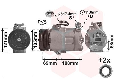 Van Wezel Kompressor Klimaanlage NUR Z-MOTOREN 14ZE -20 ZE [Hersteller-Nr. 3700K316] für Opel von VAN WEZEL