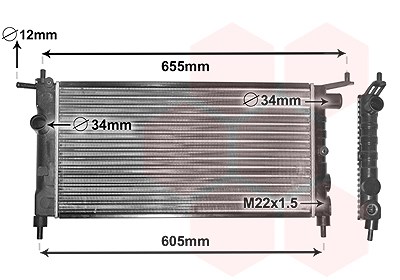 Van Wezel Kühler, 530 x 285 mm [Hersteller-Nr. 37002183] für Opel von VAN WEZEL