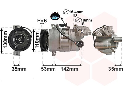 Van Wezel Klimakompressor CSE613C [Hersteller-Nr. 0600K393] für BMW von VAN WEZEL