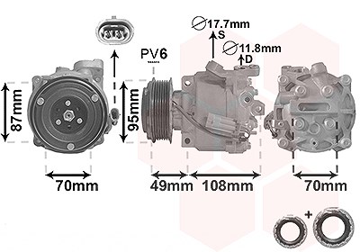 Van Wezel Kompressor, Klimaanlage [Hersteller-Nr. 3700K668] für Opel, Chevrolet von VAN WEZEL