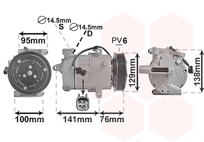 Van Wezel Kompressor, Klimaanlage [Hersteller-Nr. 1800K417] für Ford, Fiat, Citroën, Peugeot von VAN WEZEL