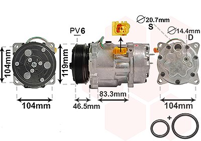 Van Wezel Kompressor, Klimaanlage [Hersteller-Nr. 0900K201] für Citroën, Fiat, Lancia, Peugeot von VAN WEZEL