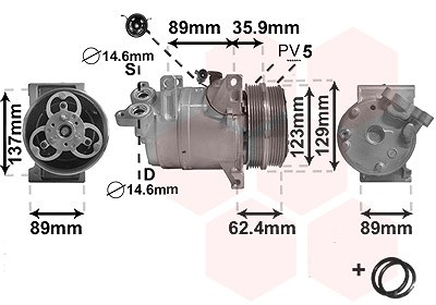 Van Wezel Kompressor, Klimaanlage [Hersteller-Nr. 1800K433] für Ford, Volvo von VAN WEZEL