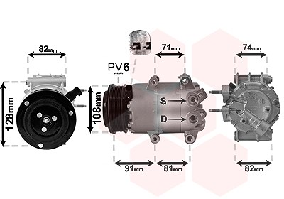 Van Wezel Kompressor, Klimaanlage [Hersteller-Nr. 1800K498] für Ford von VAN WEZEL