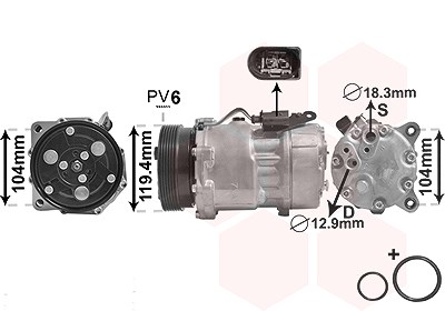 Van Wezel Kompressor, Klimaanlage [Hersteller-Nr. 1800K321] für Ford, Seat, VW von VAN WEZEL