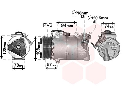 Van Wezel Kompressor, Klimaanlage [Hersteller-Nr. 1800K482] für Ford von VAN WEZEL