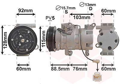 Van Wezel Kompressor, Klimaanlage [Hersteller-Nr. 2700K251] für Mazda von VAN WEZEL