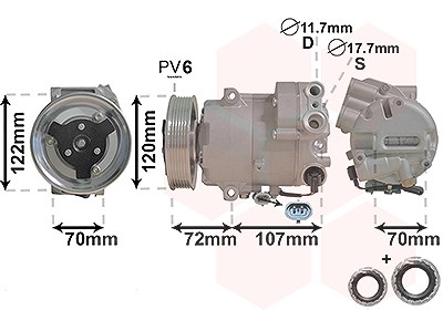 Van Wezel Kompressor, Klimaanlage [Hersteller-Nr. 3700K595] für Opel von VAN WEZEL