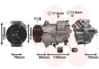 Van Wezel Kompressor, Klimaanlage [Hersteller-Nr. 3700K607] für Opel von VAN WEZEL