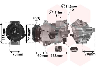 Van Wezel Kompressor, Klimaanlage [Hersteller-Nr. 3700K616] für Opel von VAN WEZEL