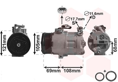 Van Wezel Kompressor, Klimaanlage [Hersteller-Nr. 3700K358] für Opel von VAN WEZEL