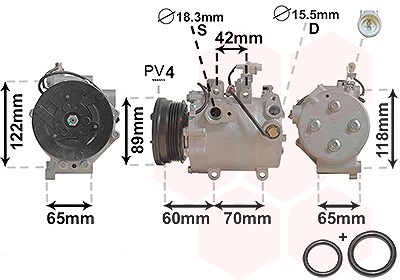 Van Wezel Kompressor, Klimaanlage [Hersteller-Nr. 5200K125] für Fiat, Suzuki von VAN WEZEL