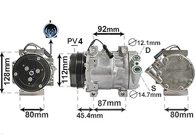 Van Wezel Kompressor Klimaanlage SD7V16 [Hersteller-Nr. 1700K366] für Peugeot, Citroën, Fiat von VAN WEZEL