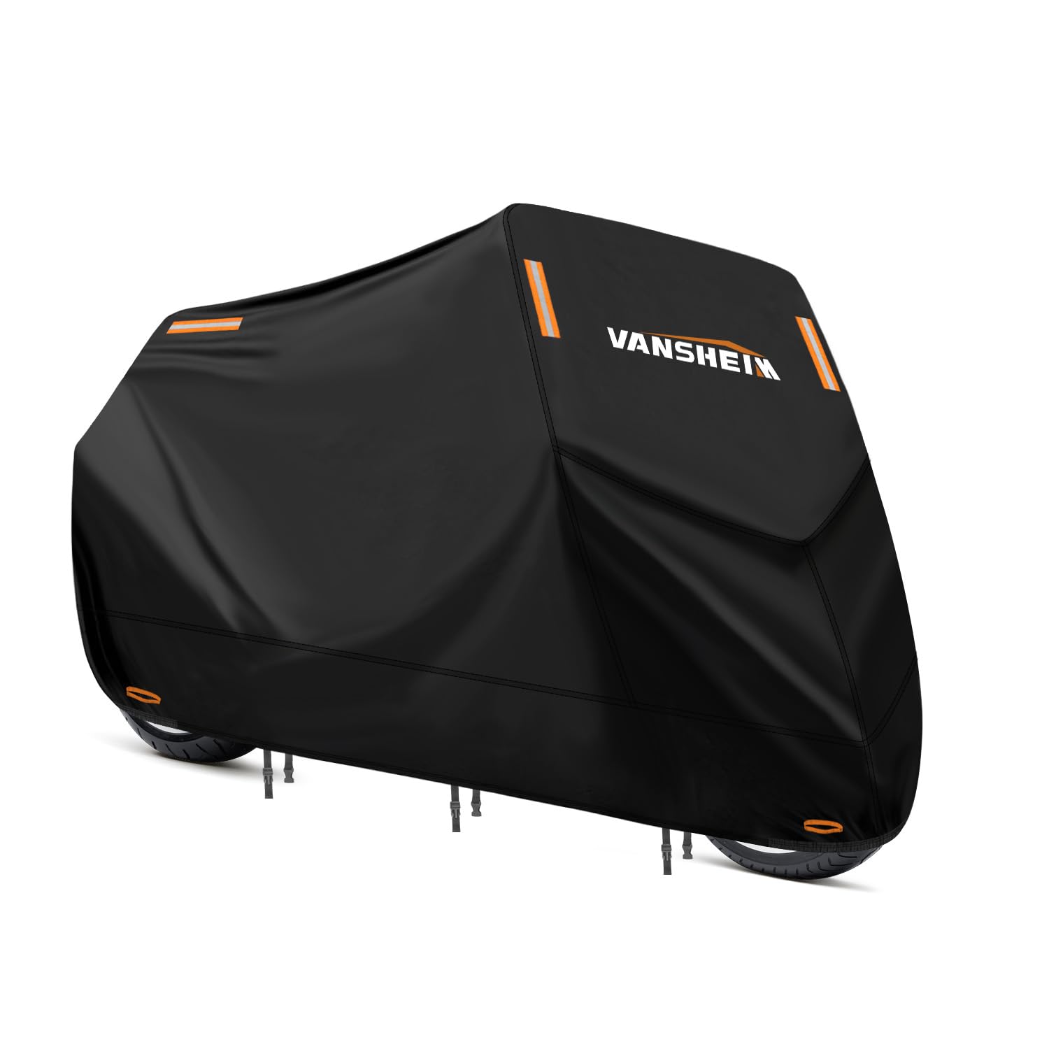 VANSHEIM Motorrad Abdeckplane Outdoor Motorradgarage Winterfest Motorradabdeckung Outdoor Wasserdicht Motorrad Abdeckplane Indoor Motorrad Abdeckung 420D Oxford Winddicht UV Beständig 245x105x125cm von VANSHEIM