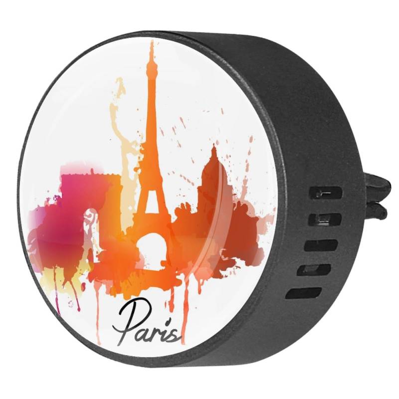 VAPOKF 2 Stück Lüftungsclips Auto-Lufterfrischer mit Aquarell-Silhouette von Paris City Drucken, Aromatherapie-Diffusor für ätherische Öle von VAPOKF