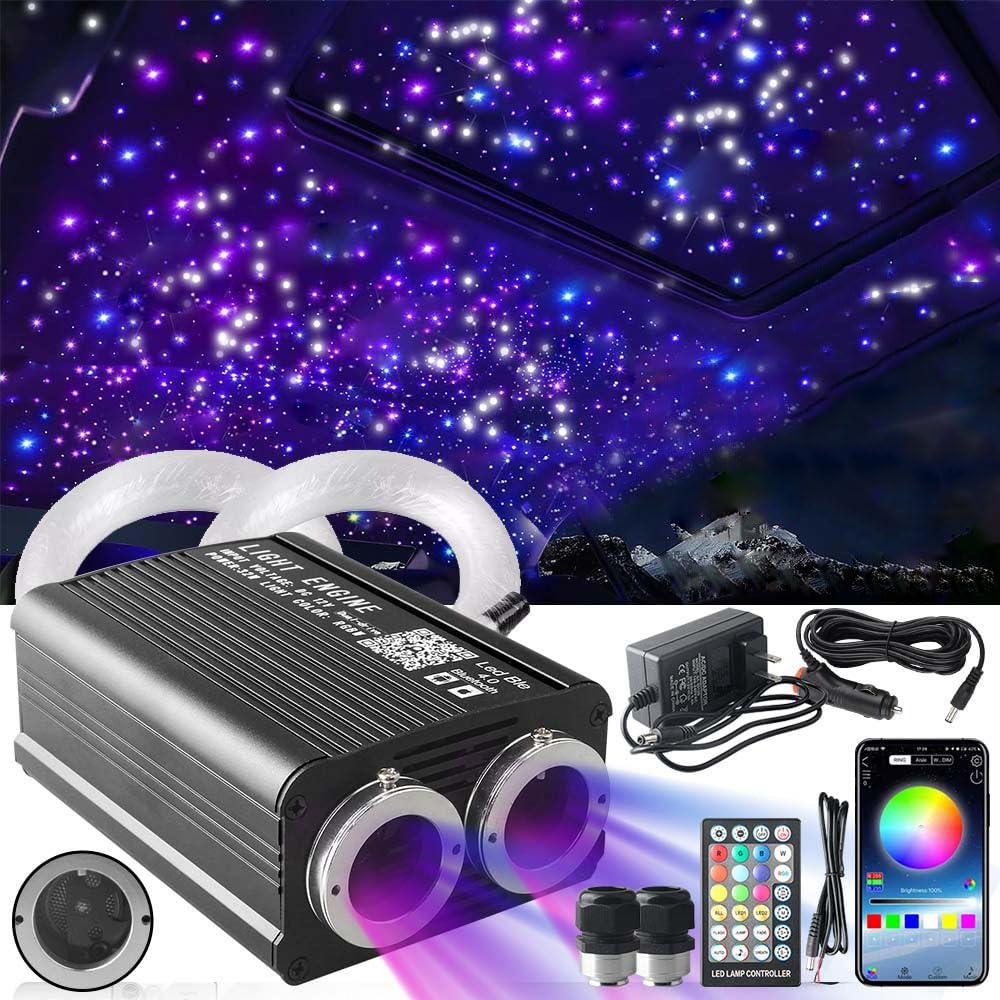 VASTFIRE 32W Twinkle Starlight Starry Sky Fiber Optic Light Kit, 1100pcs 13.1ft Dual Port Dual Color LED Stern Decke Fiber Optic Light APP/Fernbedienung für Auto/Zuhause/Party von VASTFIRE