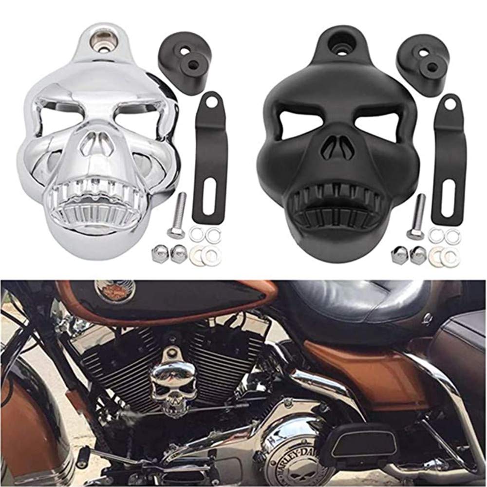 Motorrad Aluminium Schädel Horn Abdeckung Kuhglocke Für Harley Dyna Sportster Softail V-Rod Glide 1992 (Schwarz) von VATIGER