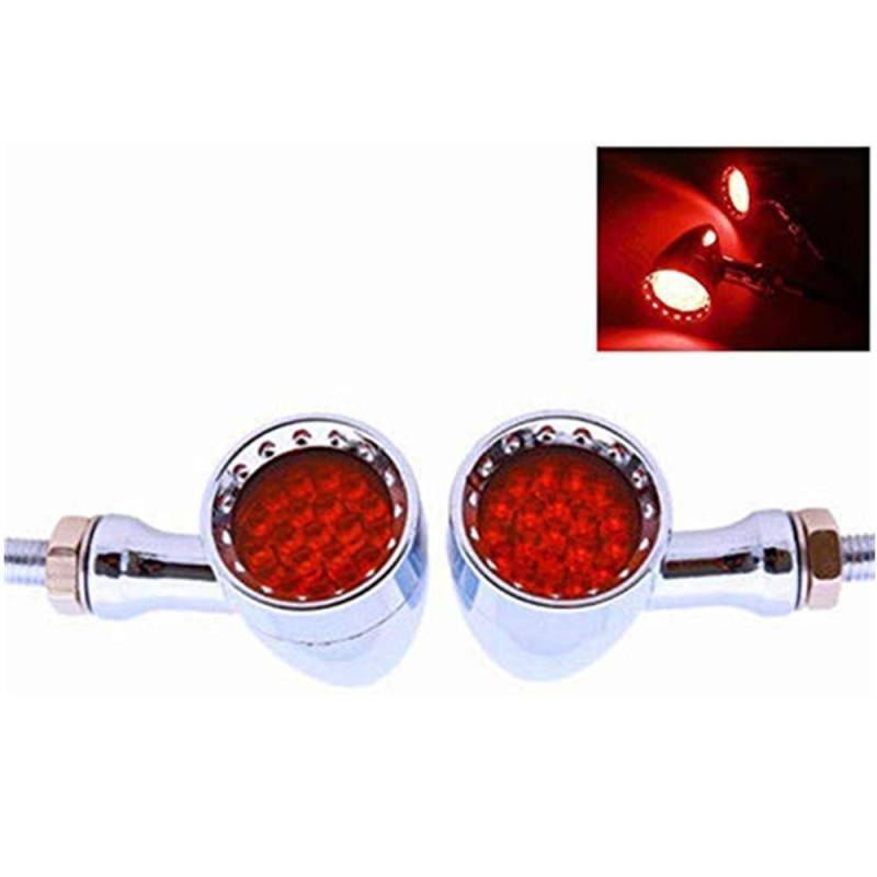 Universal LED Motorrad Bullet Style Stoppbremse läuft Blinker Rücklicht Für Honda Yamaha Kawasaki Suzuki (Chrom & Rot) von VATIGER