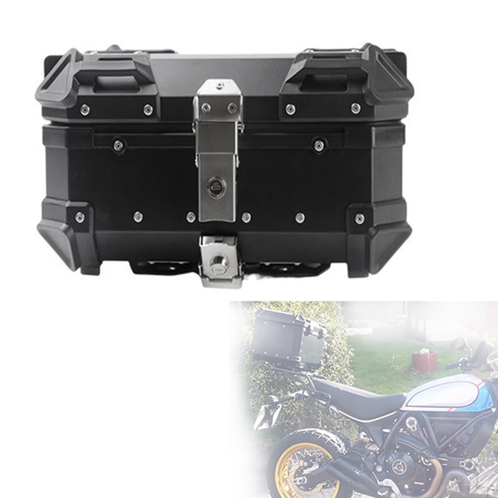 Motorradkoffer Aluminium Motorrad Kofferraum Topcase 28L -100L Aufbewahrungskoffer mit Sicherheitsschloss(Black,28L) von VAYEODEYU