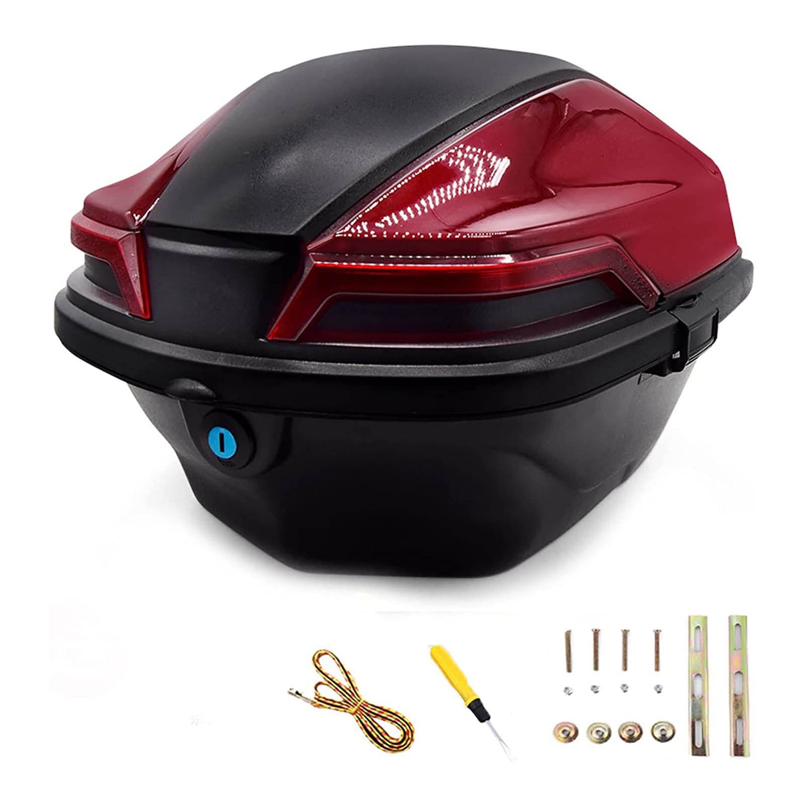 Motorradkoffer Heckgepäckbox, Topbox for Heckgepäck von Rollern, Aufbewahrungsbox und universelle Befestigungen(Red) von VAYEODEYU