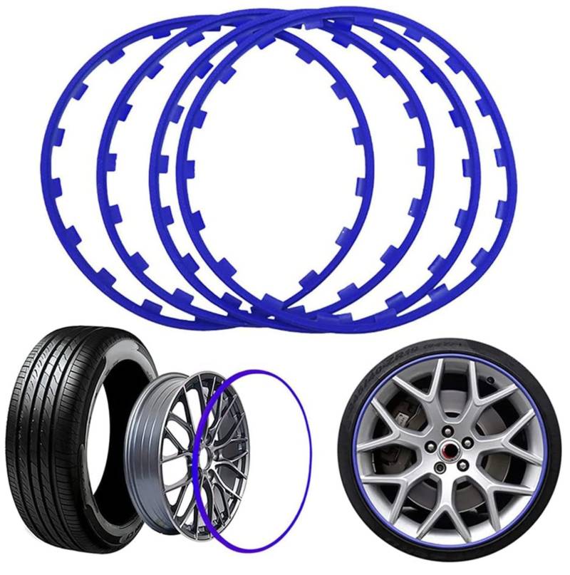 VAYEODEYU Felgenschützer, 4 Stück Felgenschutz, Felgenschutz for Leichtmetallfelgen for alle Automodelle, Leichtmetallfelgenschutz, Felgenklinge, Reifenschutz, Radkantenring(Blue,17in) von VAYEODEYU