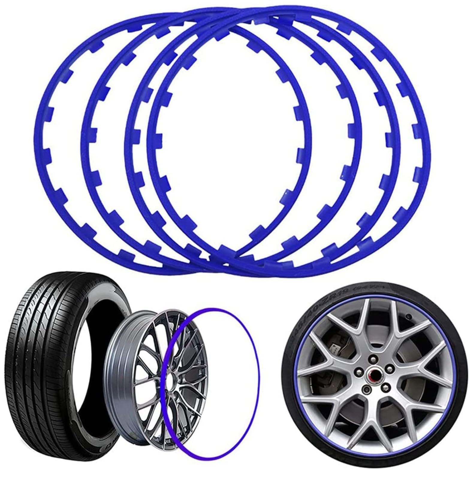 VAYEODEYU Felgenschützer, 4 Stück Felgenschutz, Felgenschutz for Leichtmetallfelgen for alle Automodelle, Leichtmetallfelgenschutz, Felgenklinge, Reifenschutz, Radkantenring(Blue,18in) von VAYEODEYU