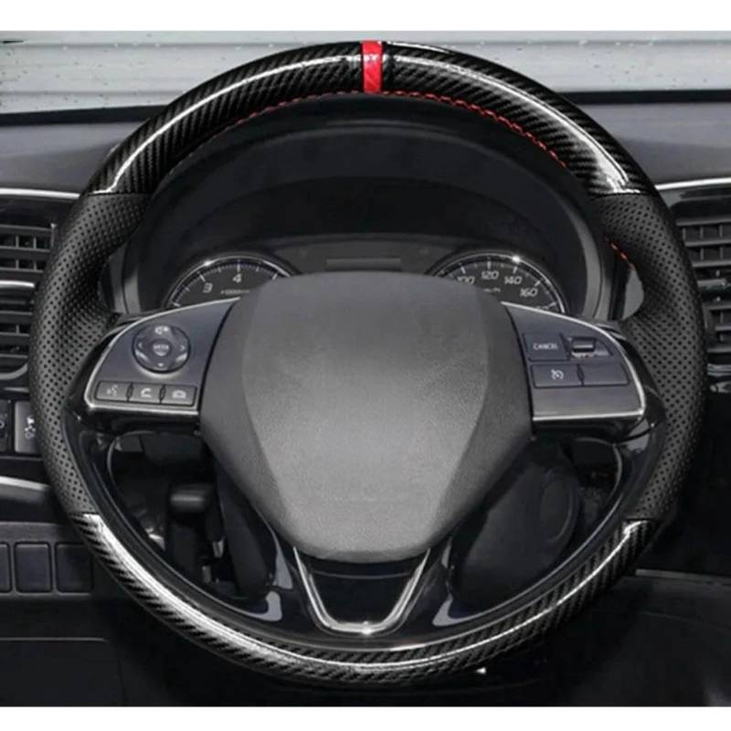 VBCXGV Auto-Lenkradabdeckung Handgenähtes Carbon Black Leder, für Mitsubishi ASX Outlander Mirage Eclipse Cross von VBCXGV