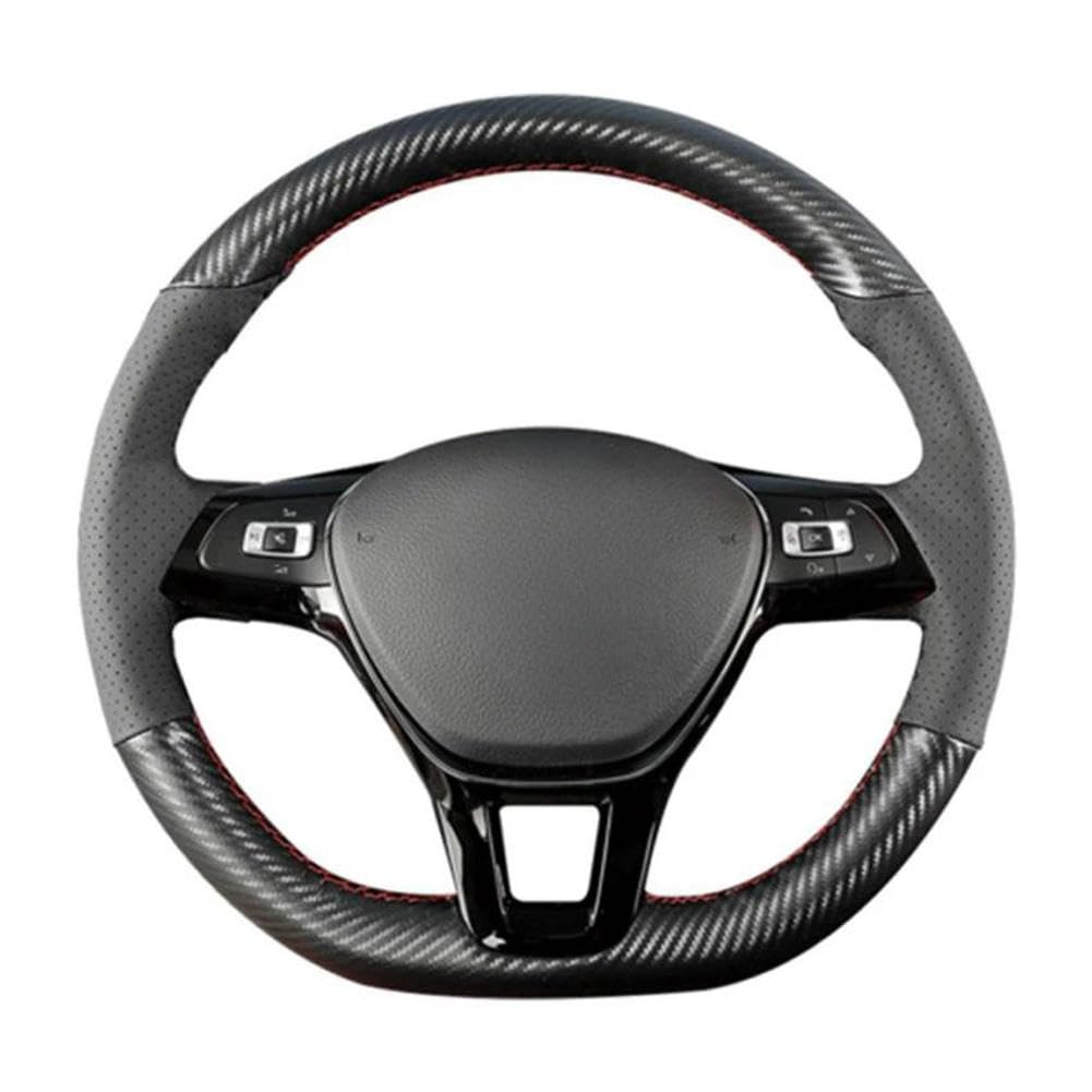VBCXGV Handgenähte Carbon Black Leder Auto Lenkrad Abdeckung, für Golf 7 GTI Golf R MK7 Polo GTI Scirocco 2015 2016 von VBCXGV