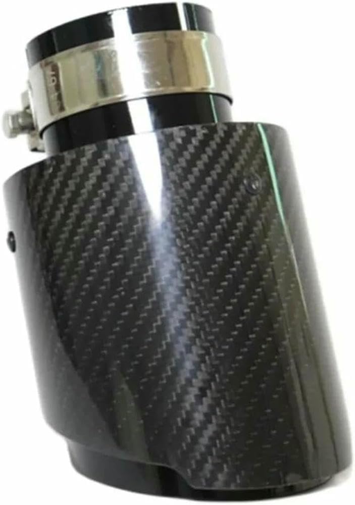 VBCXGV Universal Auto Glossy Carbon Fiber Schalldämpfer Spitze Auspuffrohr Schalldämpfer Düse Gerade Edelstahl Schwarz von VBCXGV