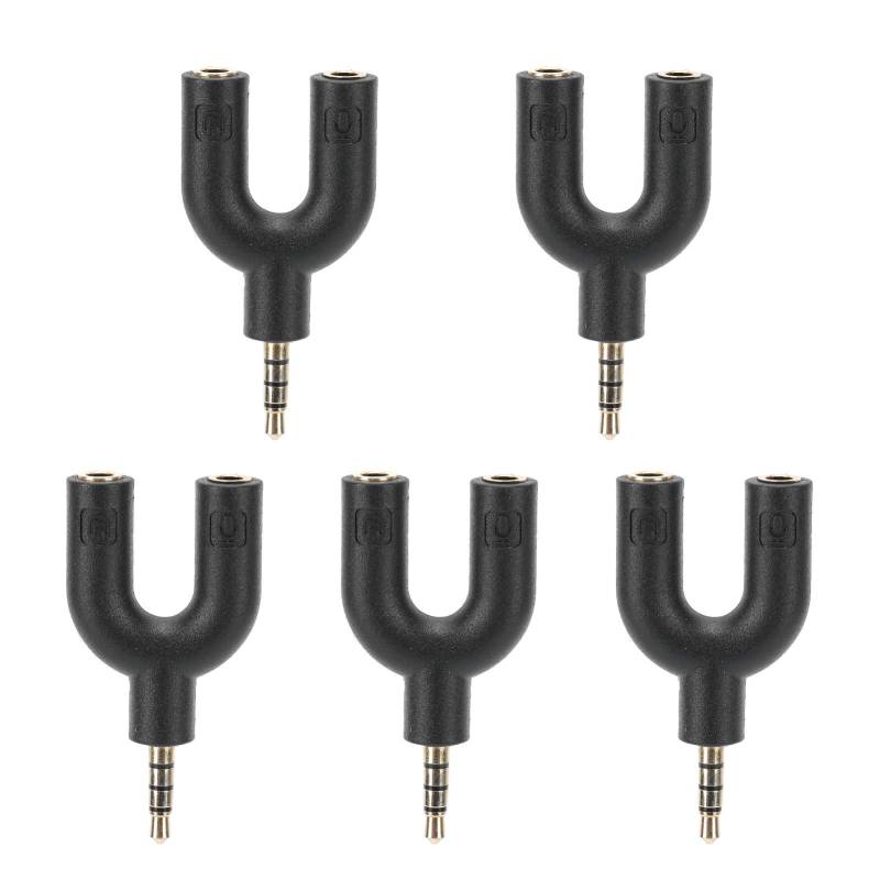 U-Typ-Adapter-Splitter, U-Typ-Adapter-Kopfhörer-Mikrofon-Splitter, 5 Stück, Audiokabelverteiler-Drehstecker, Kompatibilität von VBESTLIFE