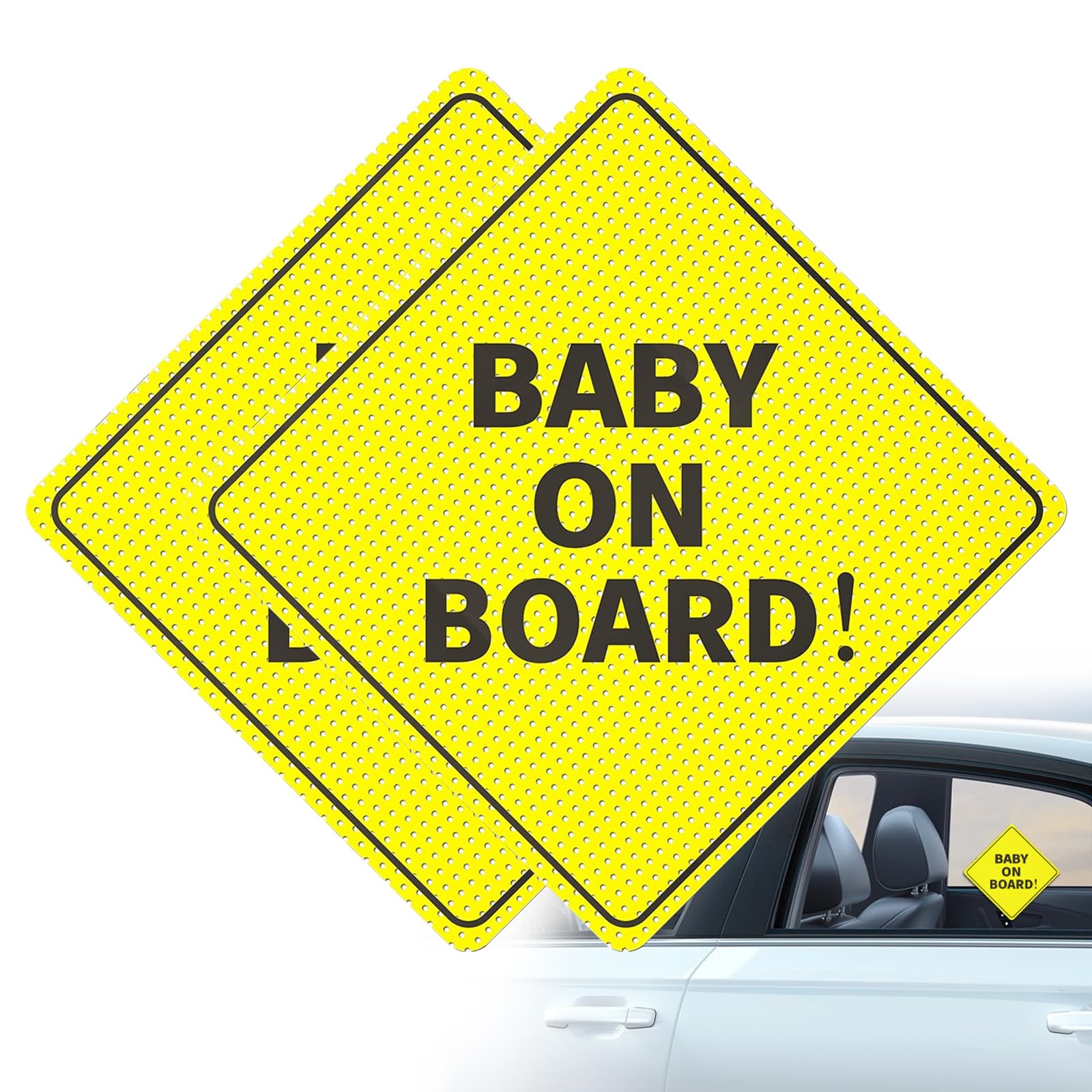 VBGURR 2 Stück Baby On Board Aufkleber Auto, Wiederverwendbar Auto Baby On Board, Baby An Bord Aufkleber Auto für Auto Zubehör(Gelb) von VBGURR