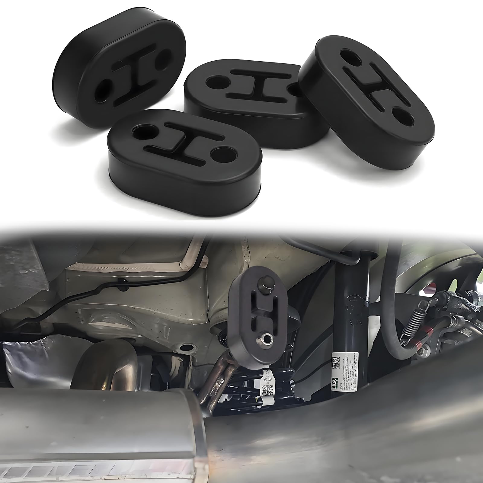 VBGURR 4 Stück Auspuffgummi 2 Löcher Auto Auspuffhalterung 12 MM Schalldämpfer Halter-To Protect The Rear System Halterung Auto Universeller Auto Gummi Auspuff für Meisten Auto（Schwarz） von VBGURR