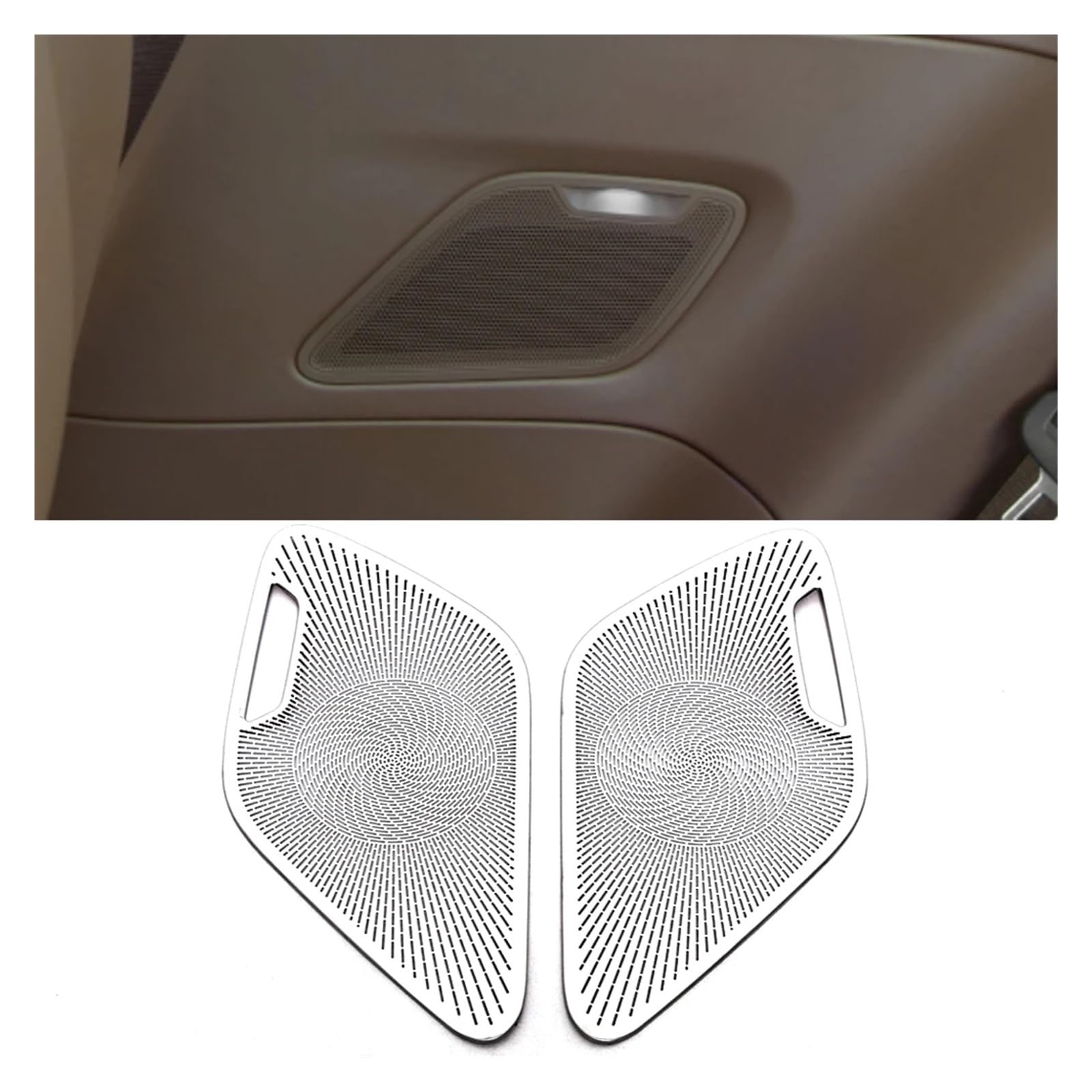 VBKSLVRL Auto-Audio-Lautsprecherabdeckung Lautsprecherpolster Zierrahmen Aufkleber Kompatibel for Porsche 911 2019-2024 Edelstahl-Innenausstattung(Silver-A-2PCS) von VBKSLVRL