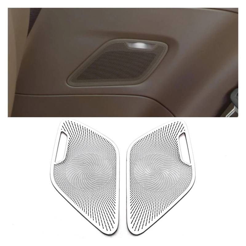 VBKSLVRL Auto-Audio-Lautsprecherabdeckung Lautsprecherpolster Zierrahmen Aufkleber Kompatibel for Porsche 911 2019-2024 Edelstahl-Innenausstattung(Silver-A-2PCS) von VBKSLVRL