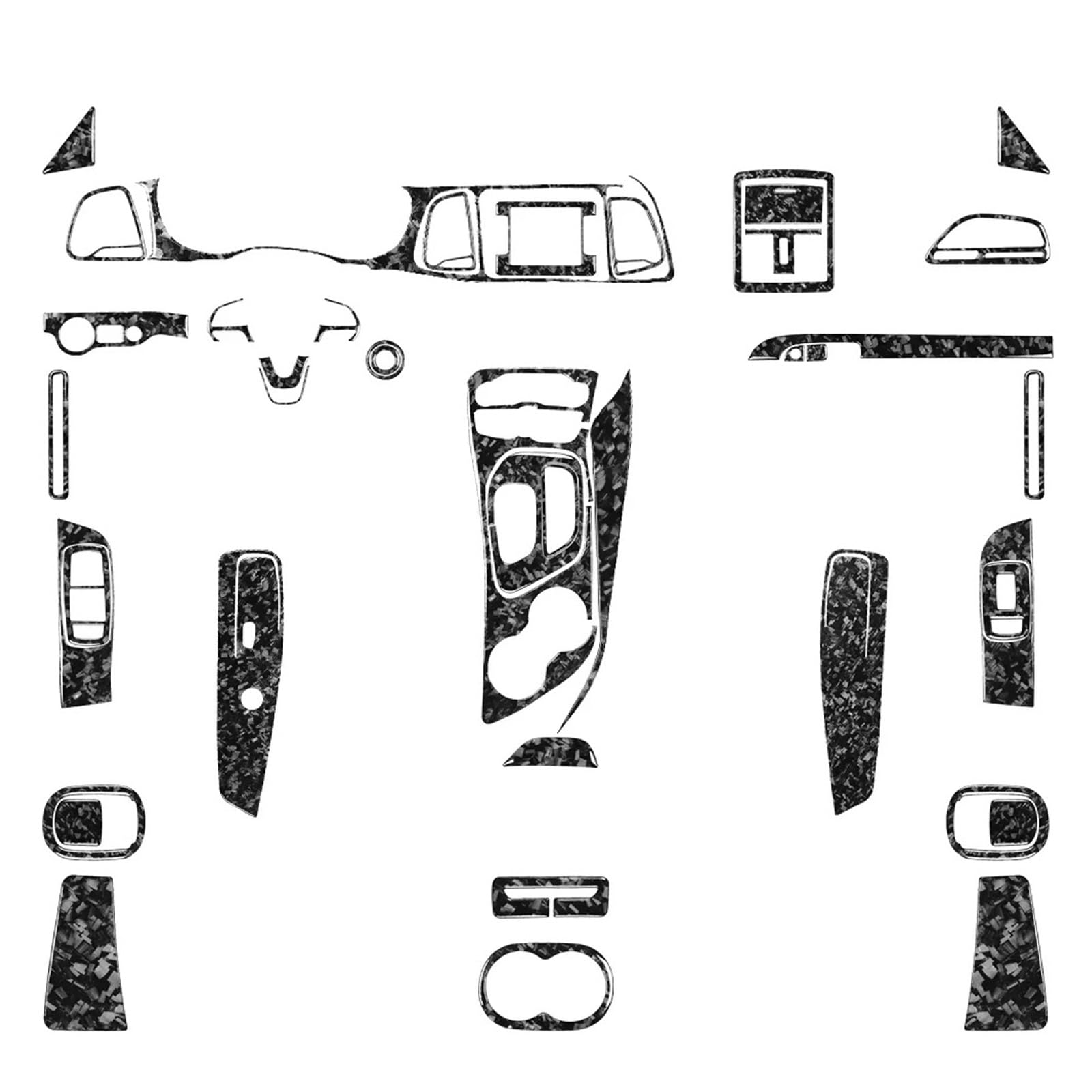 VBKSLVRL Kompatibel mit Dodge -Challenger 2015-2022, geschmiedeter Carbonfaser-Schalthebel, Air-Out-Fensterheber-Panel-Set, Auto-Innenausstattungsaufkleber von VBKSLVRL