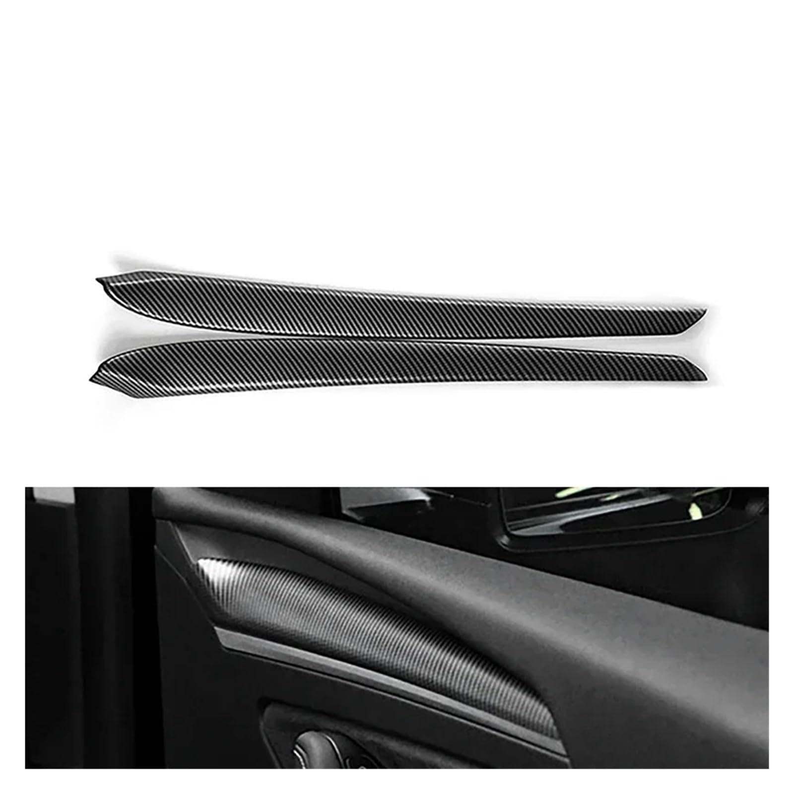 VBKSLVRL Kompatibel mit Tesla Model 3 Model Y Panel-Aufkleber, Mittelkonsolen-Dekor, Zierzubehör, ABS-Aufkleber, Carbonfaser-Look(1 Pair Matte Carbon) von VBKSLVRL