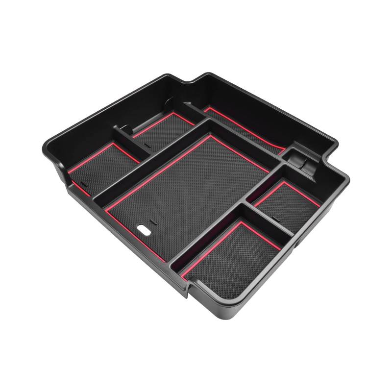 Car Center Console Organizer, Kompatibel Mit Chevy Für Suburban Für Tahoe 2021 2022 2023 Zubehör Armlehneneinsatz Aufbewahrungsbox Auto Center Console Tray(Red) von VBNYBA