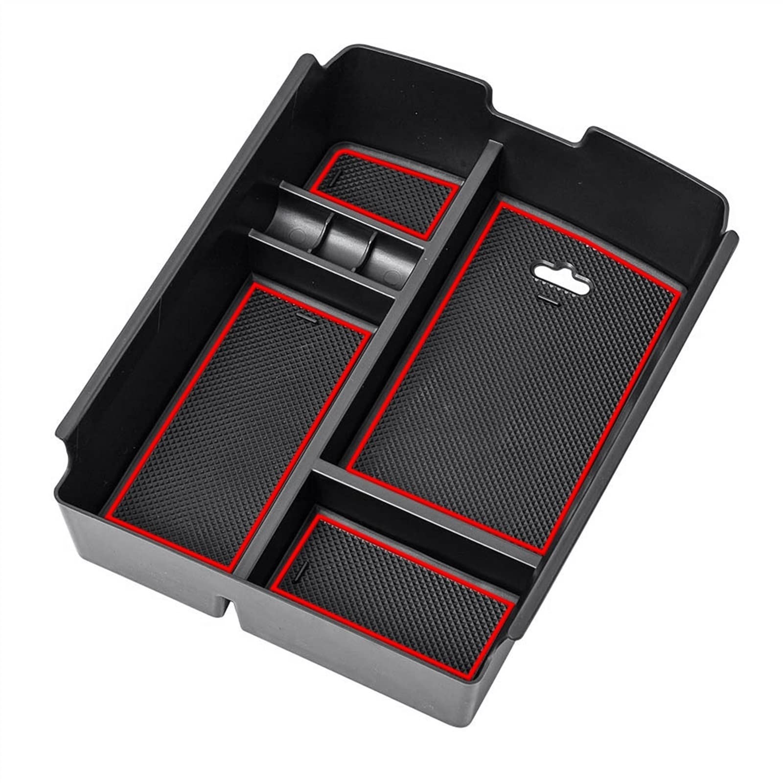 VBNYBA Auto-Mittelkonsolen-Organizer Armlehnen-Aufbewahrungsbox, Kompatibel Mit VW Für Atlas Für Teramont 2017 2018 2019 2020 2021 2022 2023 Auto Center Console Tray(Red) von VBNYBA