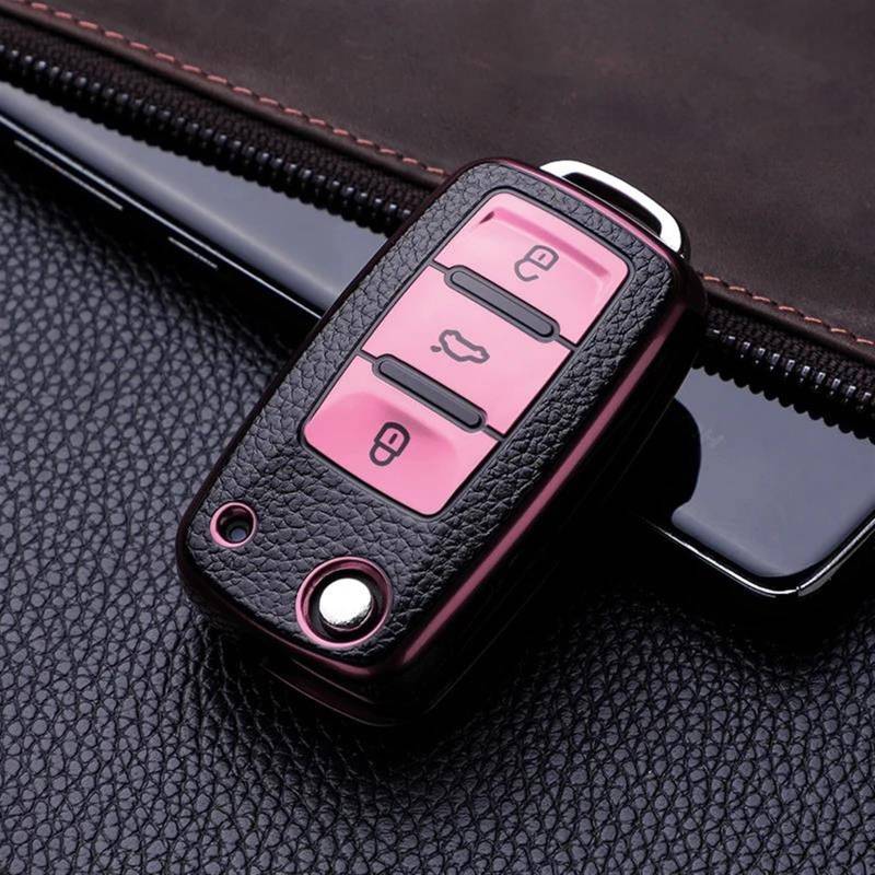 VBNYBA Auto Schlüssel Kompatibel Mit Skoda Für Octavia 1 Stücke Auto Fernbedienung Schlüssel Fall Abdeckung Auto Shell Fob Tasche Schutz Schlüssel Schutzhülle Dekorative(color1) von VBNYBA