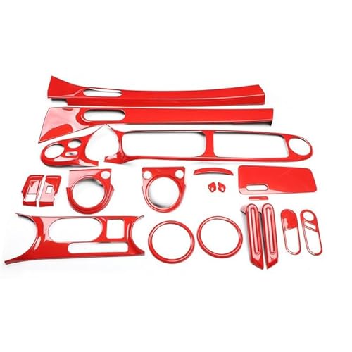 VBNYBA Autoinnenausstattung Kompatibel Mit VW Für Beetle 2013 2014 2015 2016 2017 2018 2019 Auto-Innendekorationsabdeckung Shell Red Gear Instrument Cover Aufkleber-Modifikation(19pcs) von VBNYBA