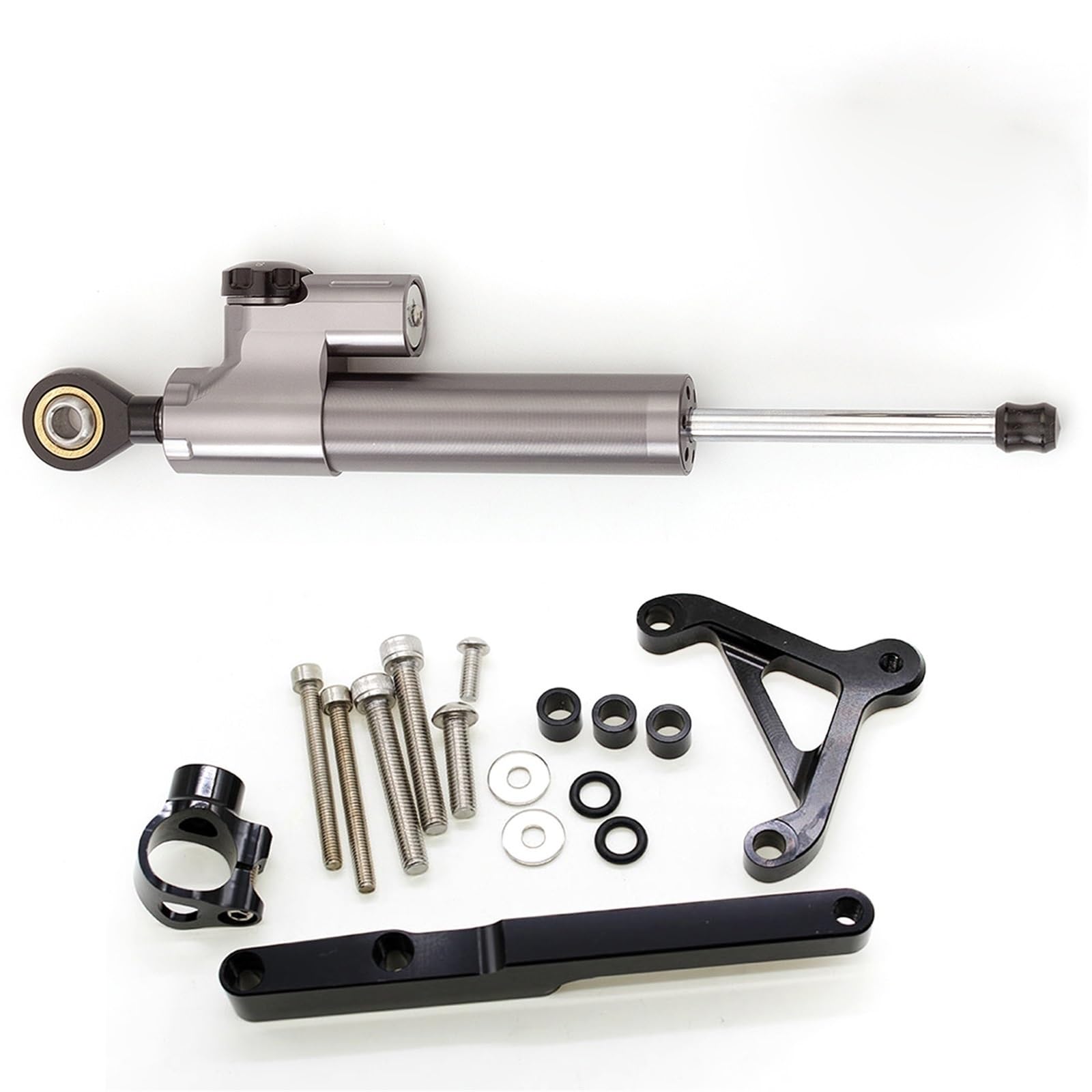 VBNYBA Motorrad Dämpfer Stabilisator Kompatibel Mit CB1000R 2008-2016 Motorrad Aluminium Lenkungsdämpfer Stabilisierung Halterung Unterstützung Montage Kit Moto Lenkungsdämpfer Stoßdämpfer(Gray) von VBNYBA