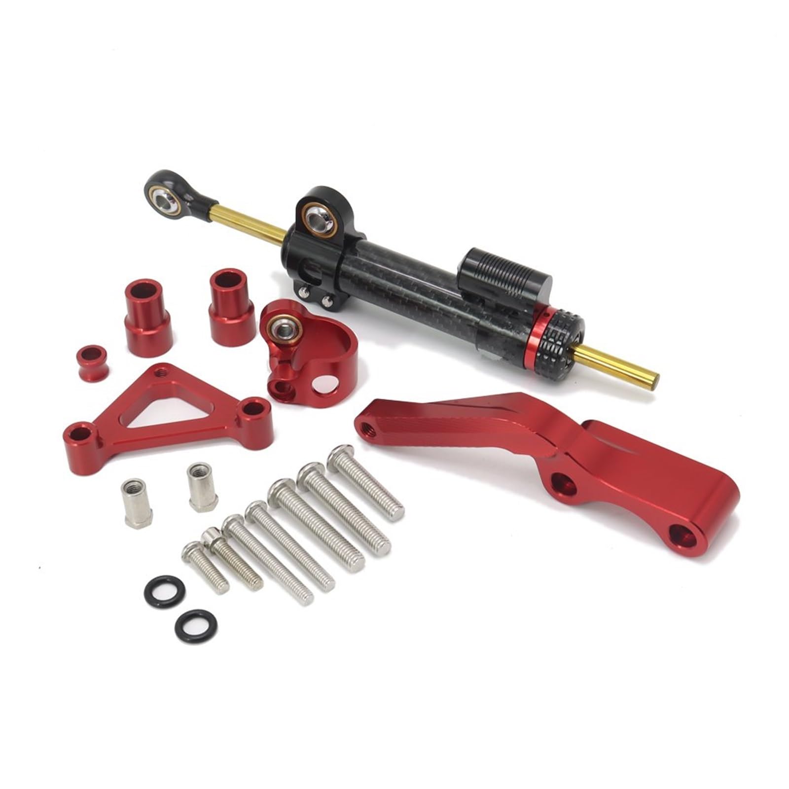 VBNYBA Motorrad Dämpfer Stabilisator Kompatibel Mit Ducati Für Monster 1100 1100S 2008-2014 Motorrad Modifizierter Lenkungsdämpfer-Stabilisator-Montagehalterungs-Unterstützungssatz(Red) von VBNYBA